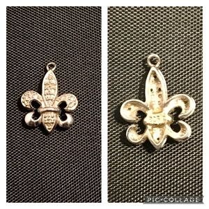 Sterling Silver with small crystals Fleur de Lis